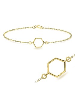 Gold Plated Geometric Silver Bracelet BRS-211-GP